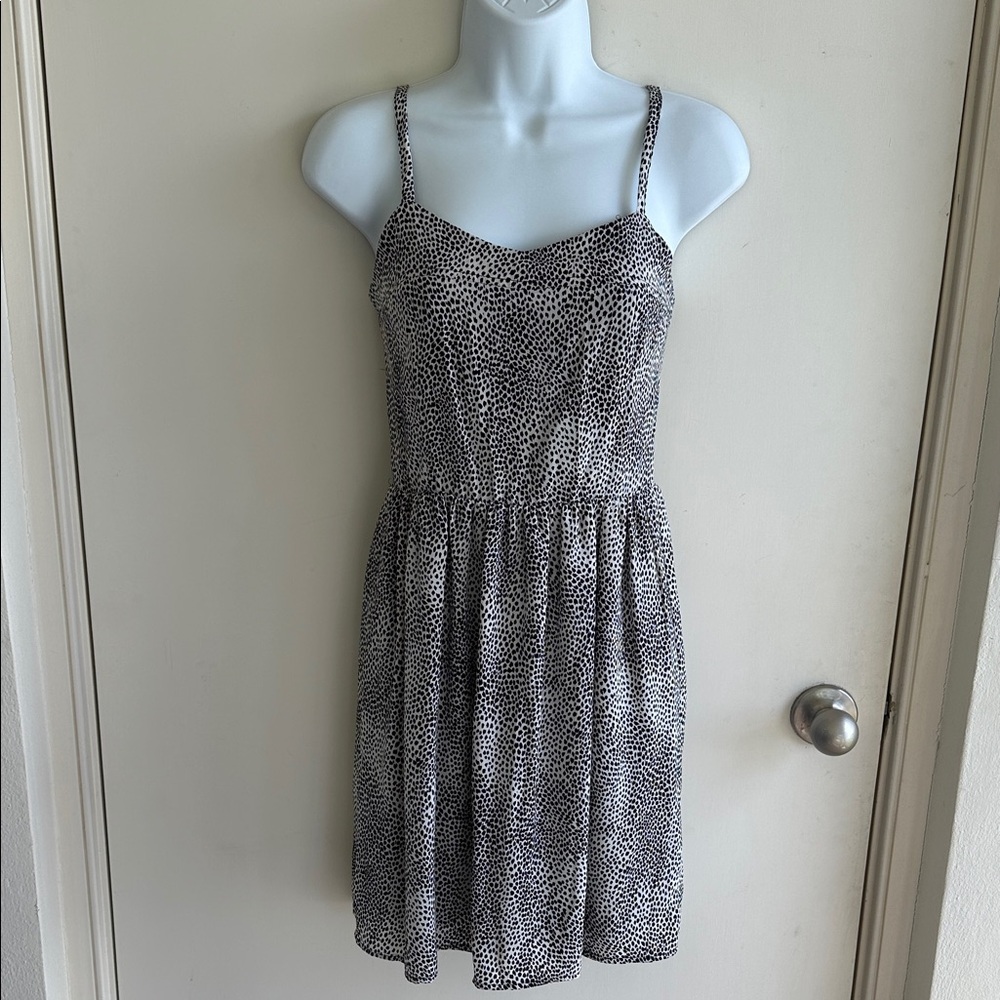 Aqua Black and White Patterned Mini Dress